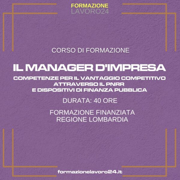 Il Manager d'Impresa. Competenze per il vantaggio competitivo attraverso PNRR e strumenti di finanza pubblica